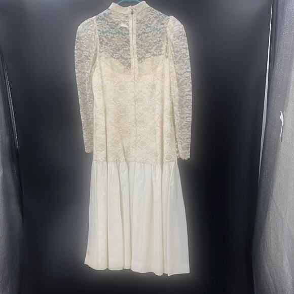 Vintage 1980s Women's Chiffon Sheer Skirt Drop Waist Cocktail Dress - Picture 5 of 14